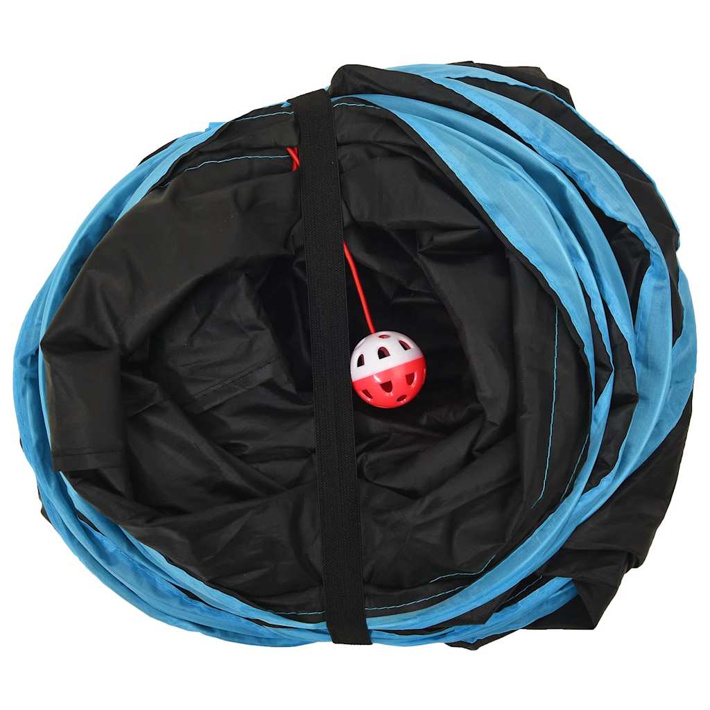Mačji tunel 5-smjerni crno-plavi 25 cm poliester