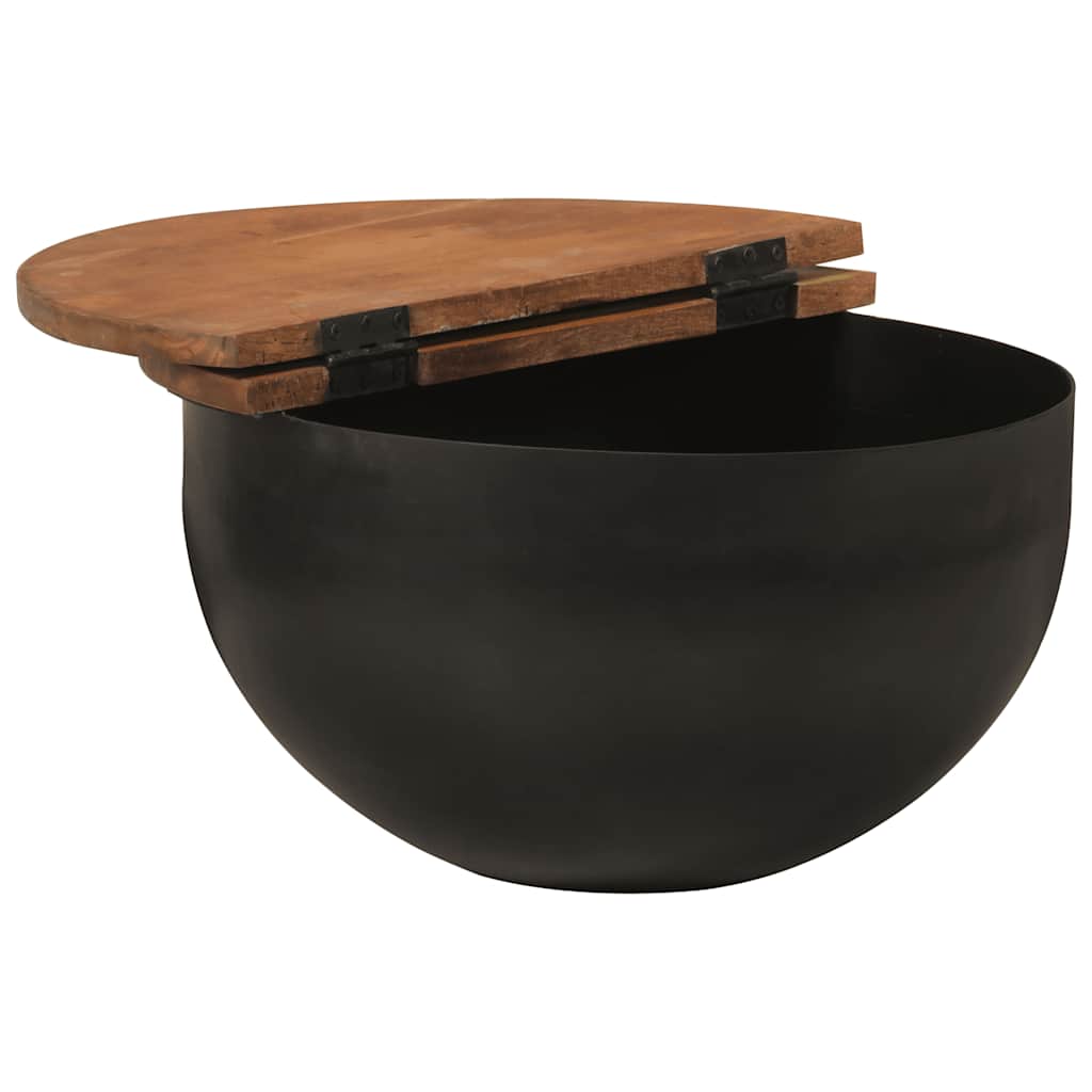 Stolić za kavu crni 50 x 27 cm od masivnog obnovljenog drva