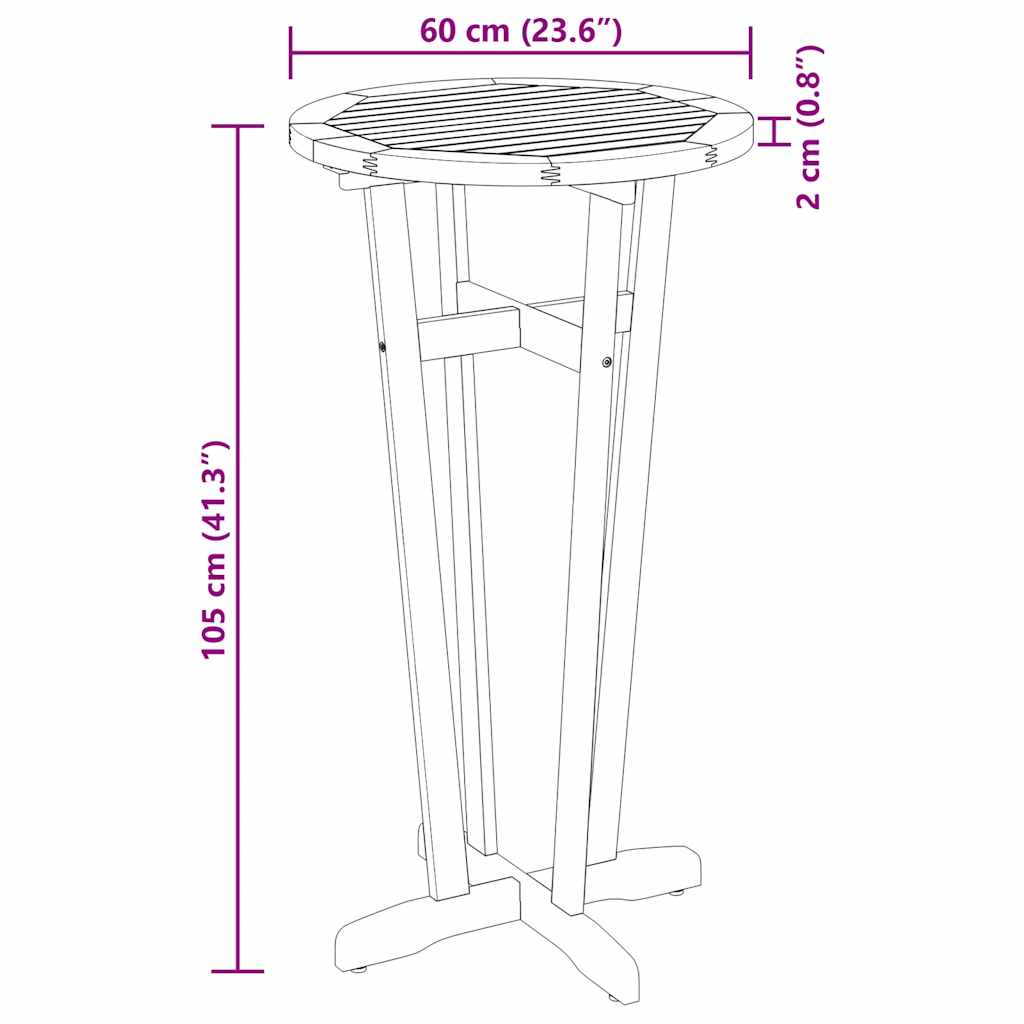 Vrtni barski stol Ø 60 x 105 cm od masivnog bagremovog drva