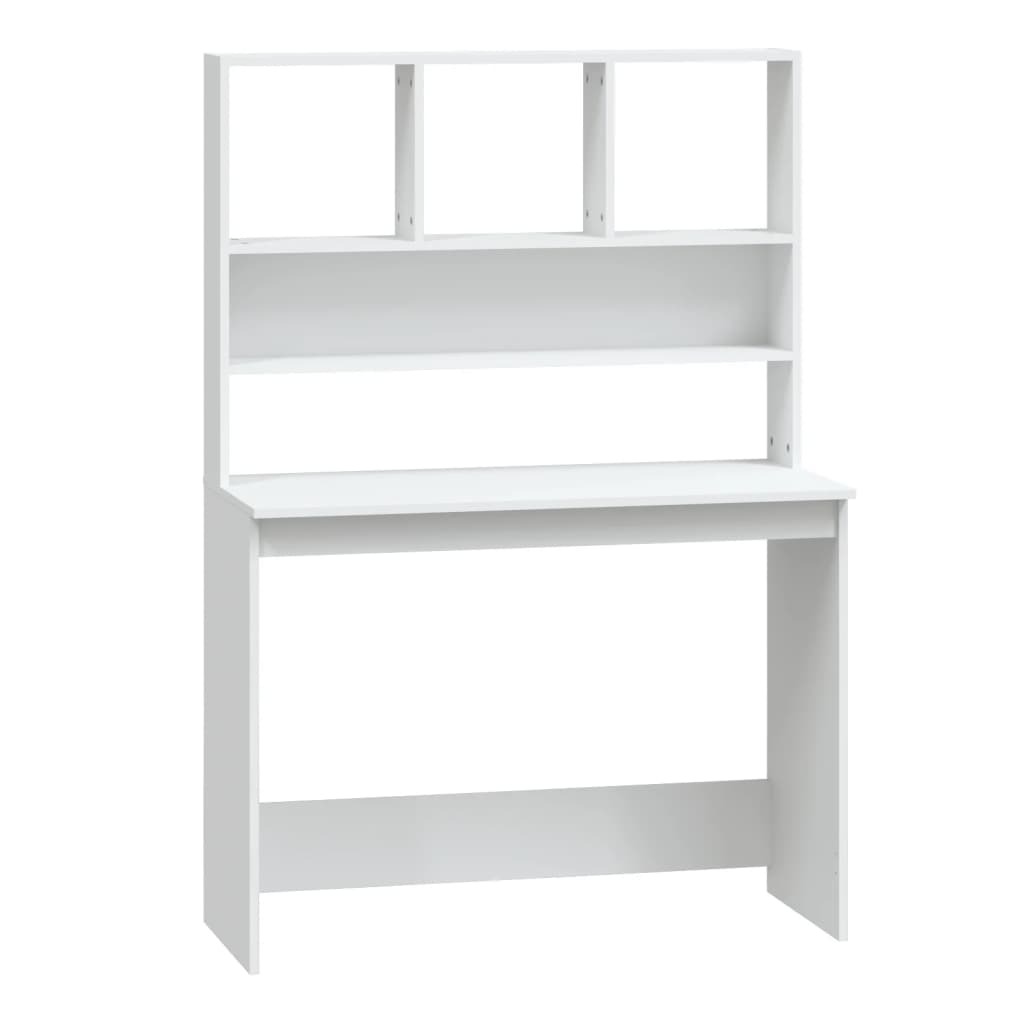 Radni stol s policama bijeli 102x45x148 cm konstruirano drvo