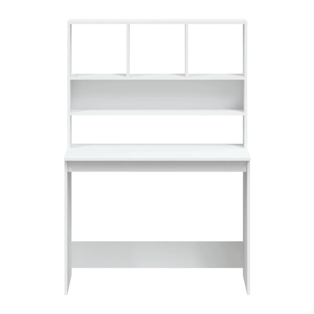 Radni stol s policama bijeli 102x45x148 cm konstruirano drvo