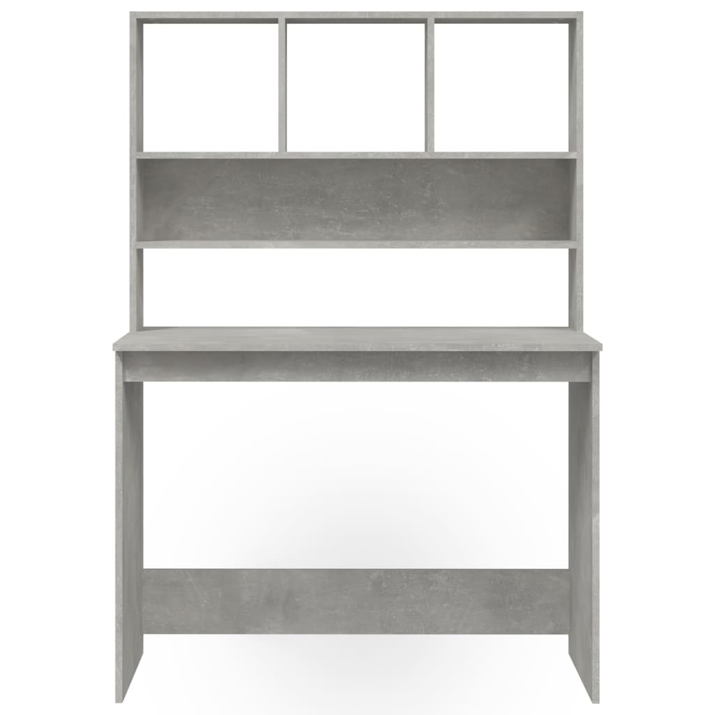 Radni stol s policama siva boja betona 102x45x148 cm drveni