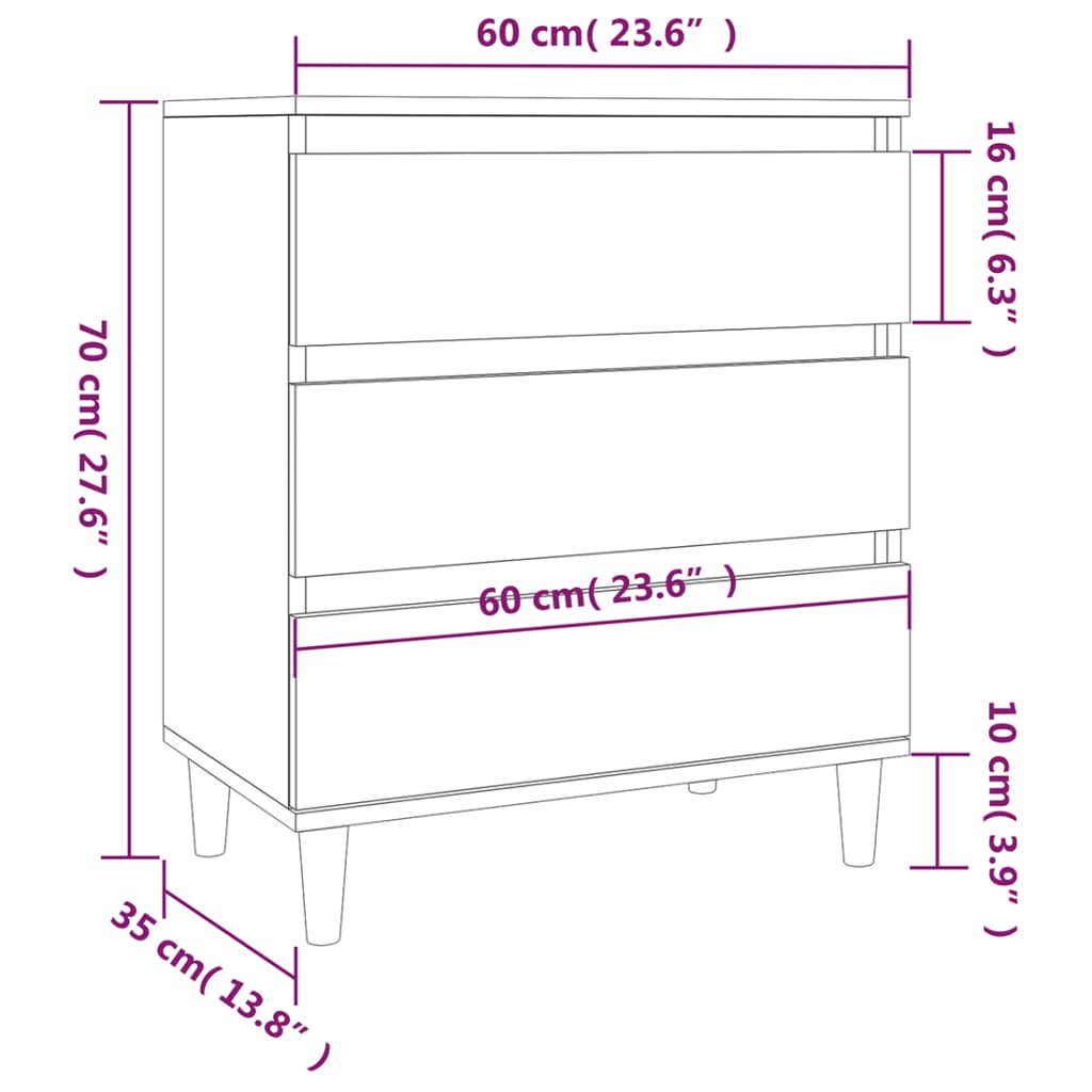 Komoda siva boja betona 60x35x70 cm od konstruiranog drva