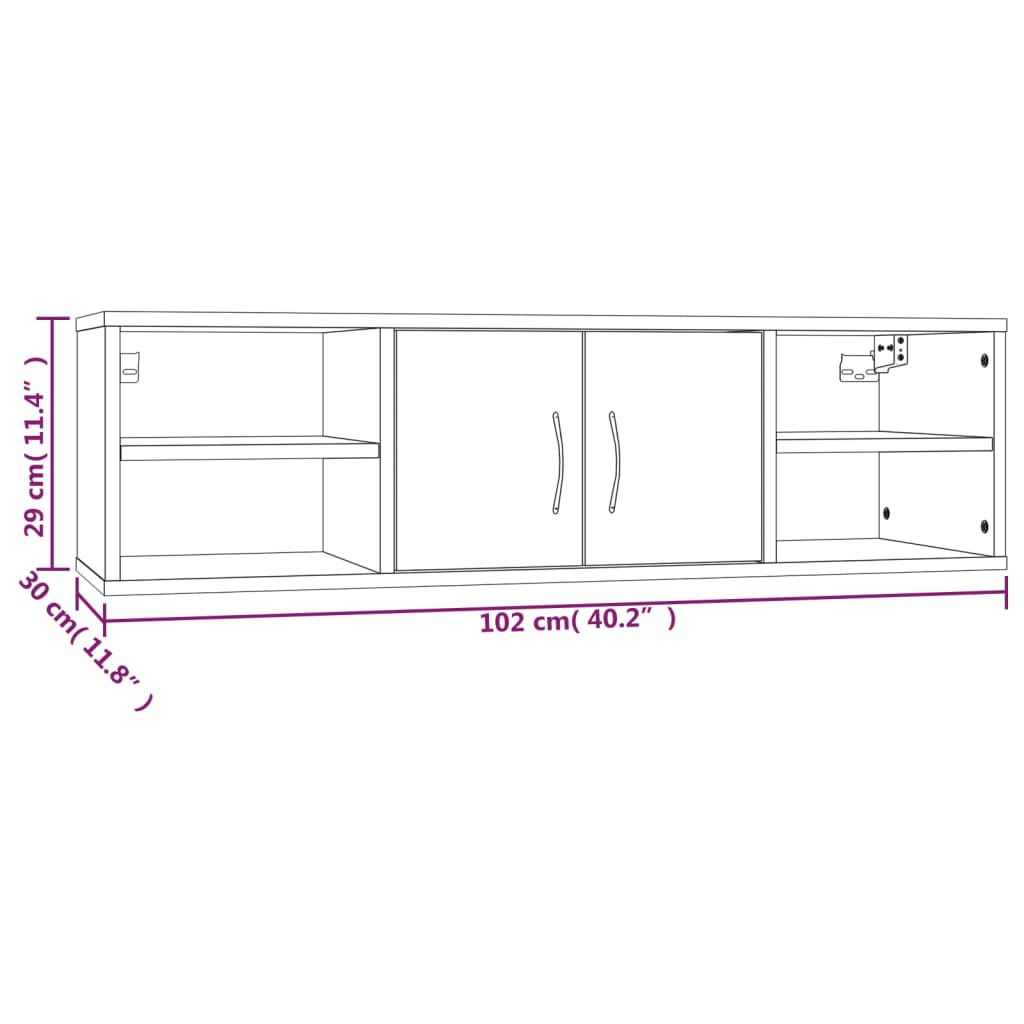 Zidna polica boja hrasta 102x30x29 cm od konstruiranog drva