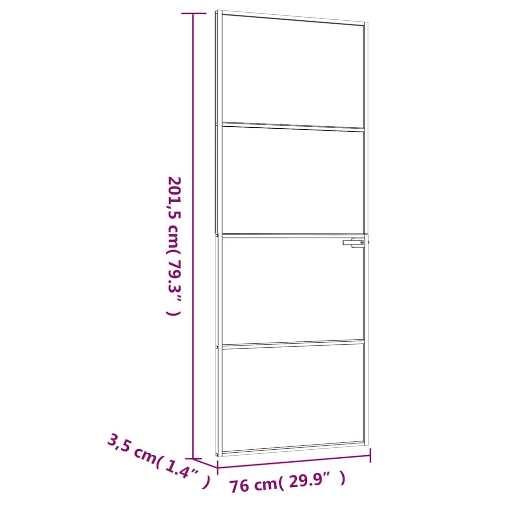 Sobna vrata crna 76 x 201,5 cm kaljeno staklo i aluminij tanka