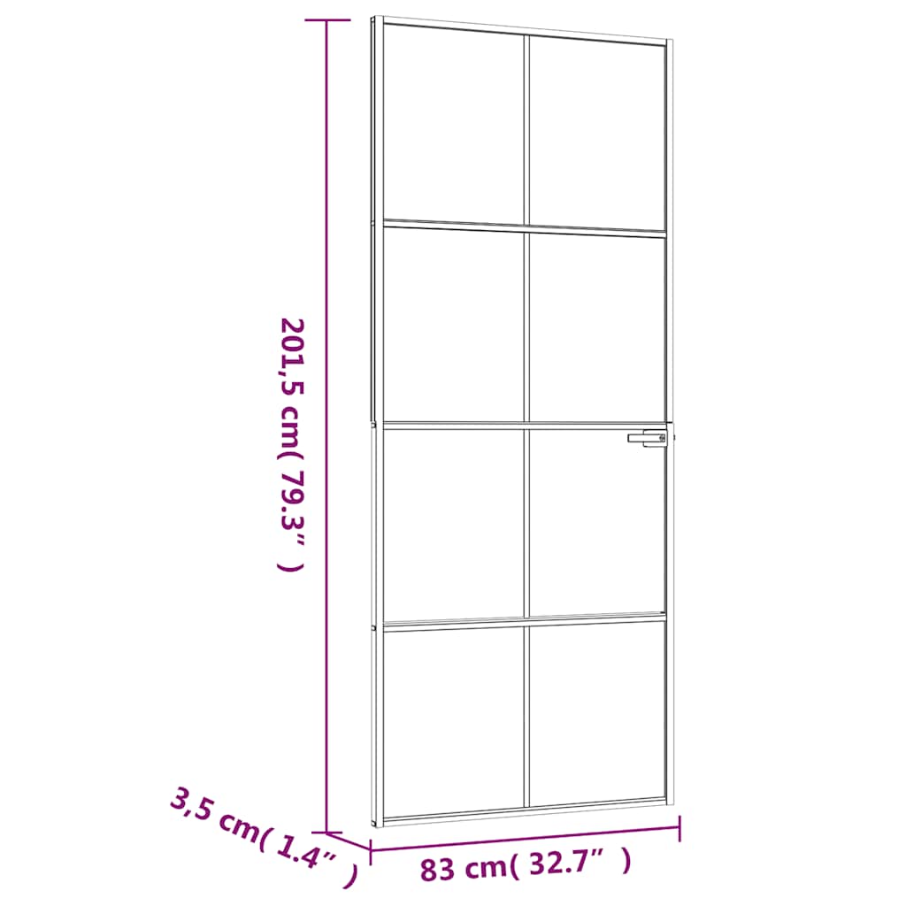 Sobna vrata crna 83 x 201,5 cm kaljeno staklo i aluminij tanka