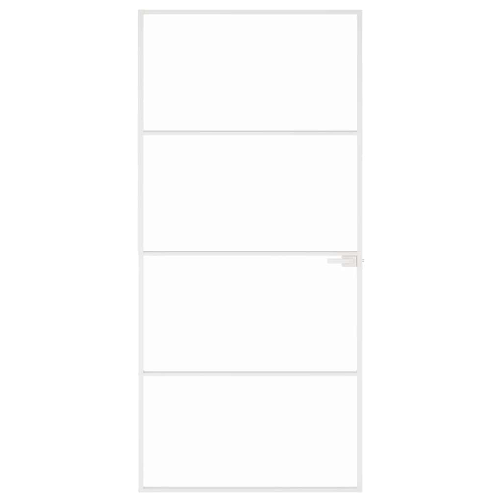 Sobna vrata bijela 93x201,5 cm kaljeno staklo i aluminij tanka