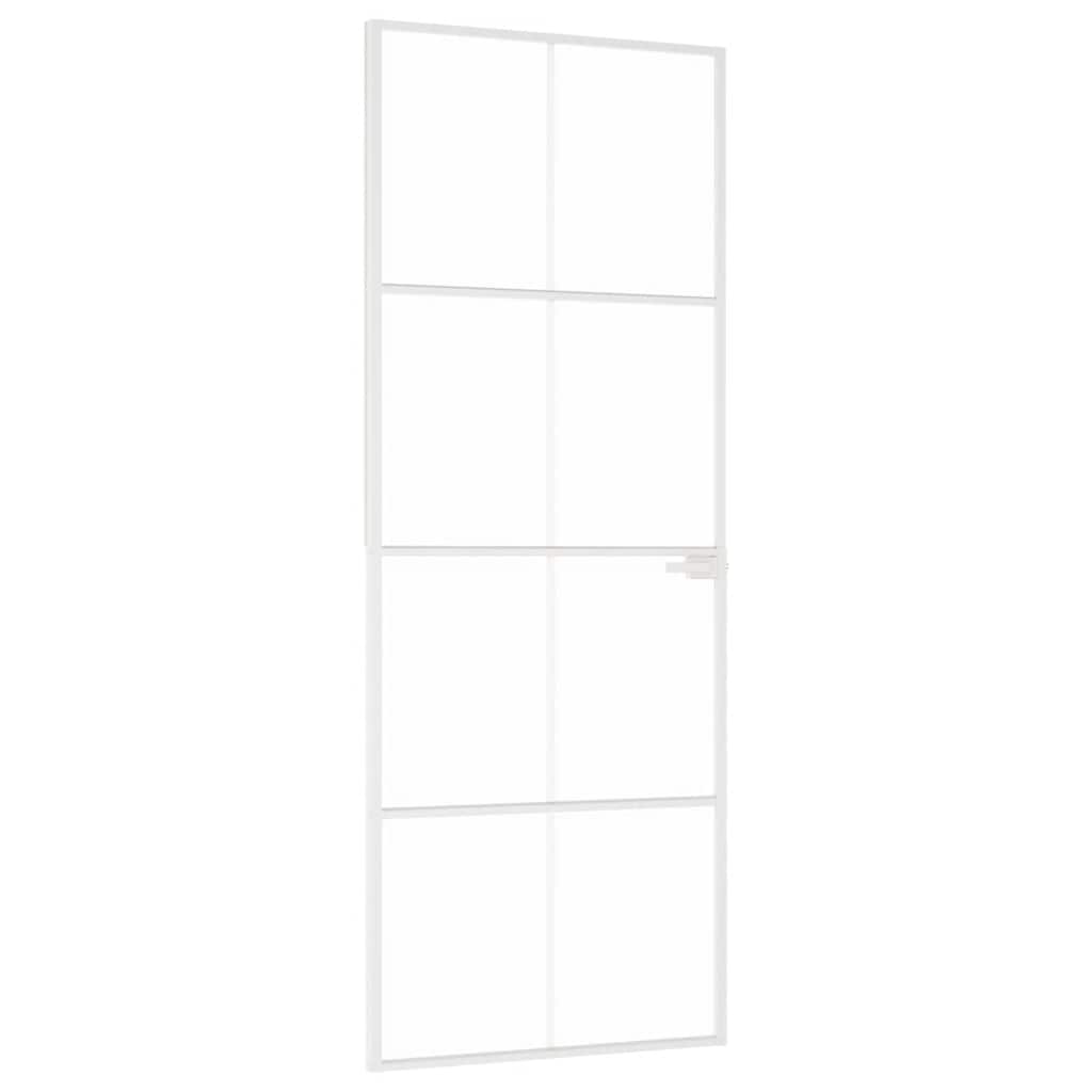 Sobna vrata bijela 76x201,5 cm kaljeno staklo i aluminij tanka