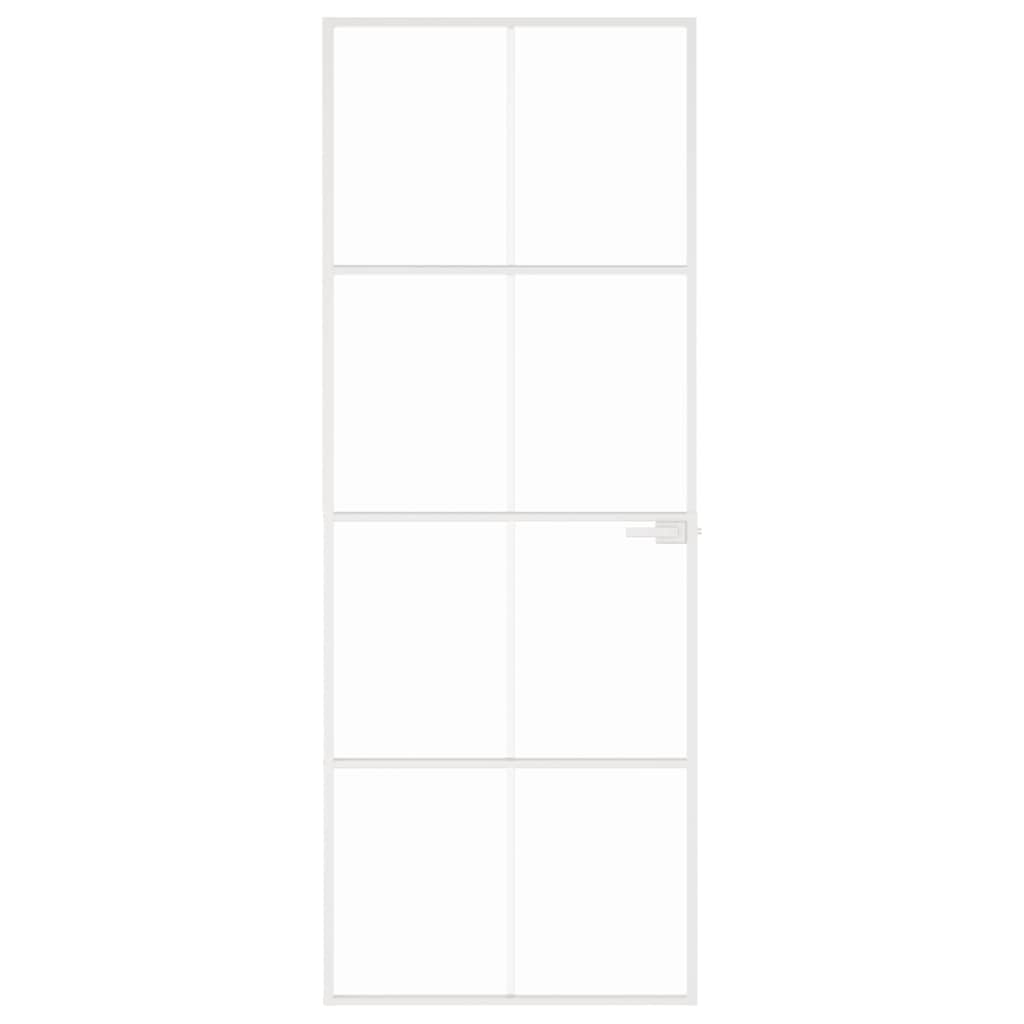 Sobna vrata bijela 76x201,5 cm kaljeno staklo i aluminij tanka