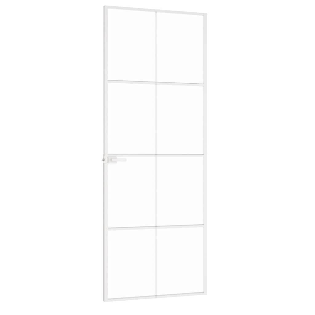 Sobna vrata bijela 76x201,5 cm kaljeno staklo i aluminij tanka