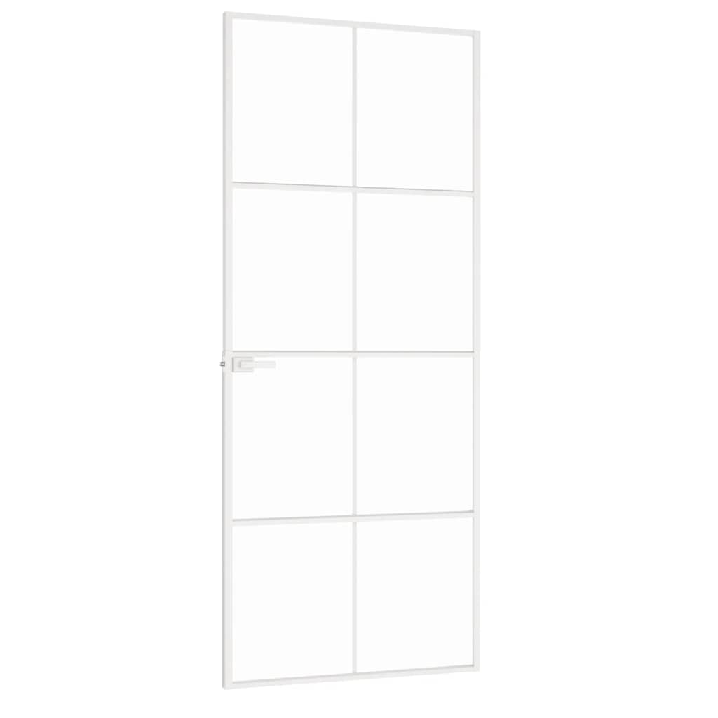 Sobna vrata bijela 83x201,5 cm kaljeno staklo i aluminij tanka