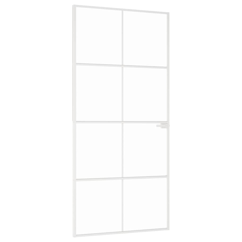 Sobna vrata bijela 93x201,5 cm kaljeno staklo i aluminij tanka