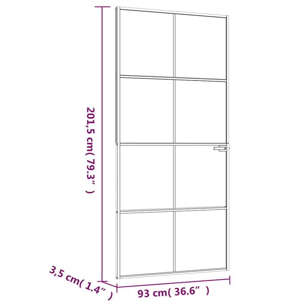 Sobna vrata bijela 93x201,5 cm kaljeno staklo i aluminij tanka