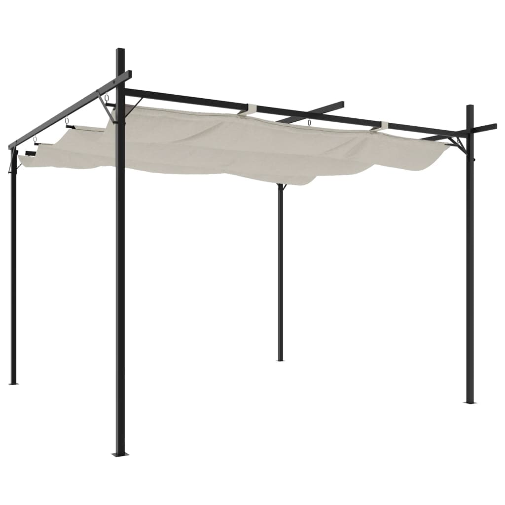 Pergola s pomičnim krovom krem 295 x 292 x 230 cm