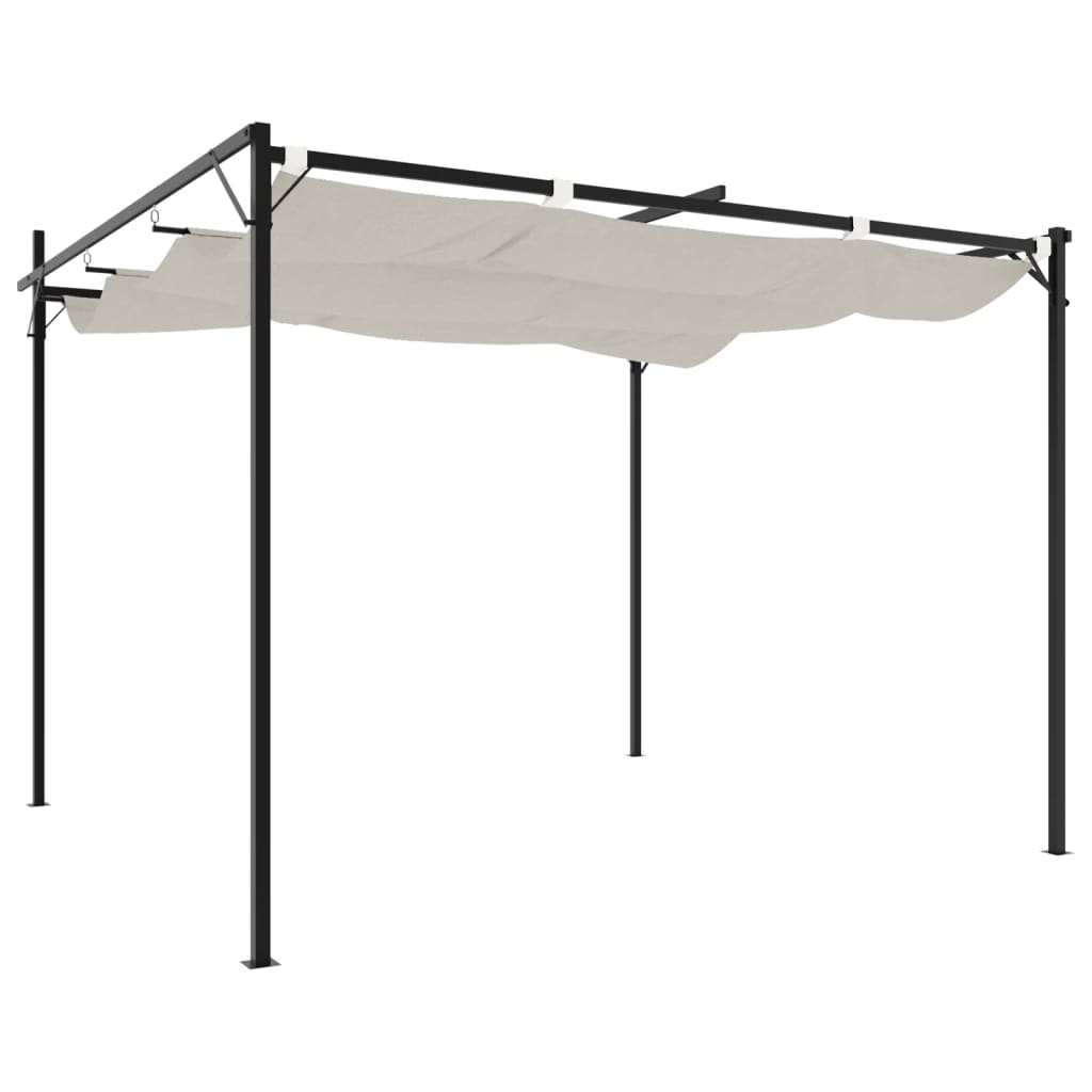 Pergola s pomičnim krovom krem 295 x 292 x 230 cm
