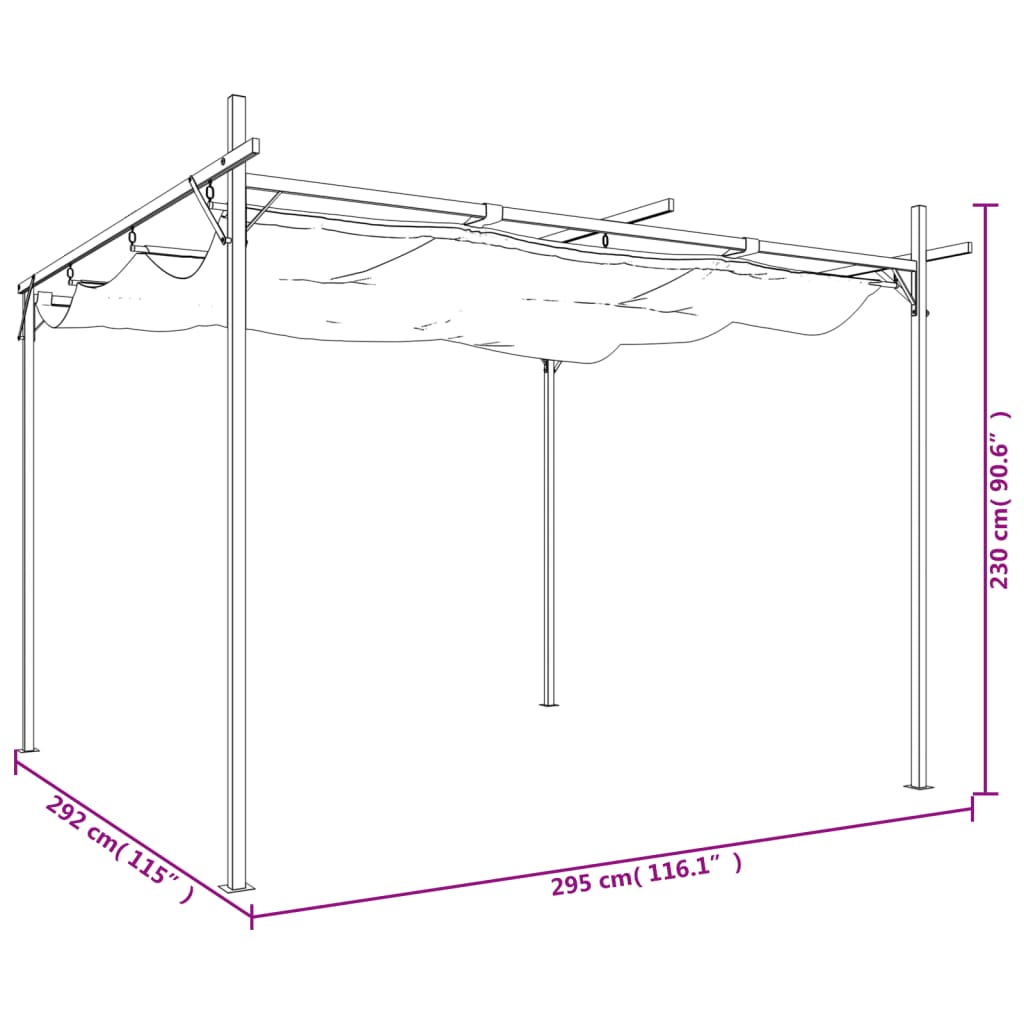 Pergola s pomičnim krovom krem 295 x 292 x 230 cm