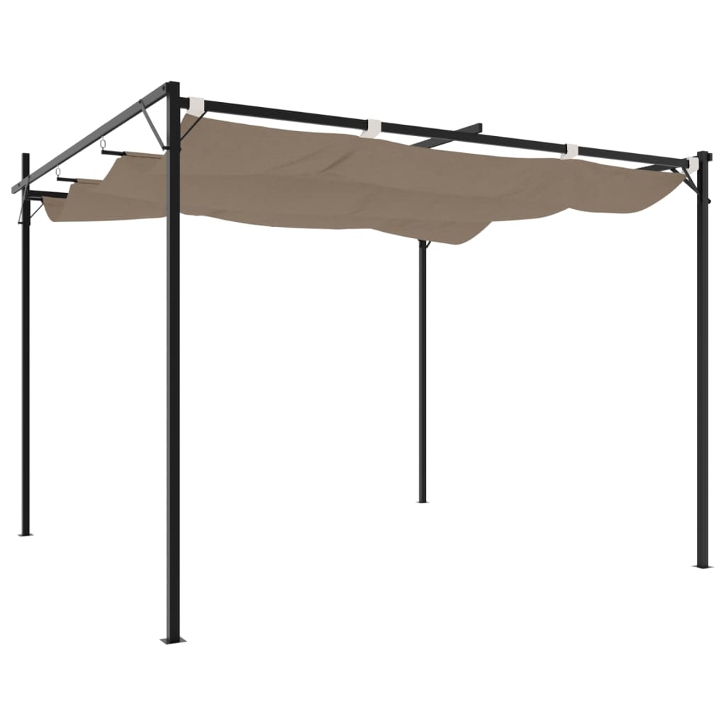 Pergola s pomičnim krovom smeđesiva 295 x 292 x 230 cm