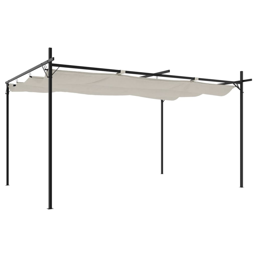 Pergola s pomičnim krovom krem 395 x 292 x 230 cm