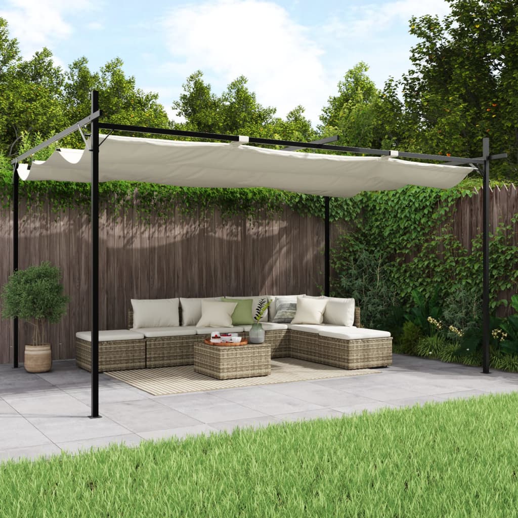 Pergola s pomičnim krovom krem 395 x 292 x 230 cm