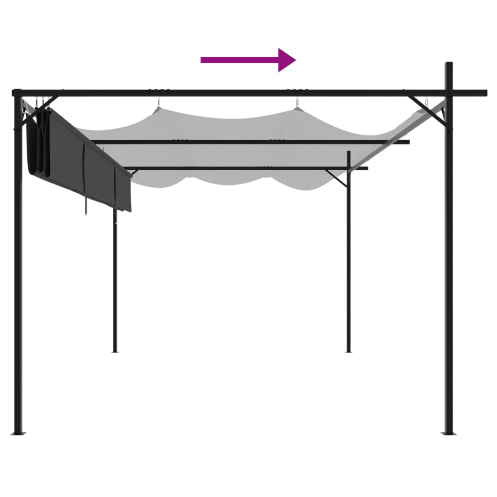 Pergola s pomičnim krovom antracit 395x292x230 cm