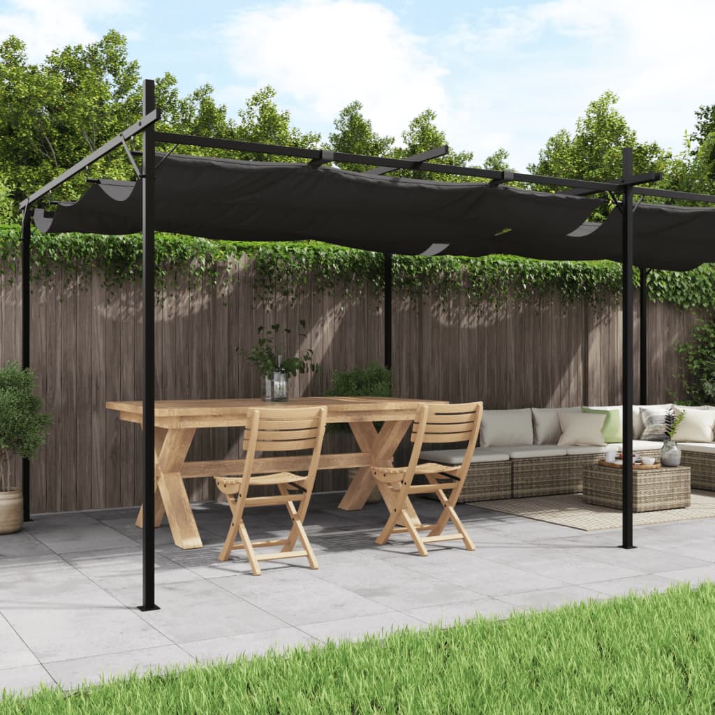 Pergola s pomičnim krovom antracit 589x292x230 cm