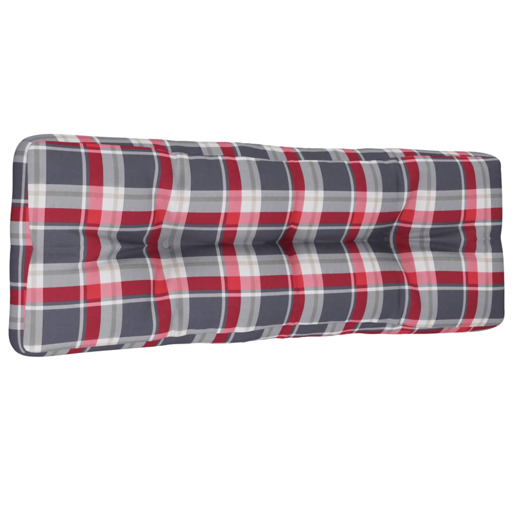 Jastuk za palete crveni karirani 120 x 40 x 12 cm od tkanine