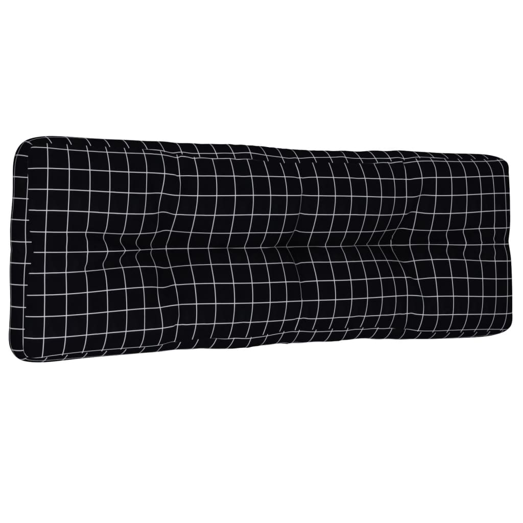 Jastuk za palete crni karirani 120 x 40 x 12 cm od tkanine