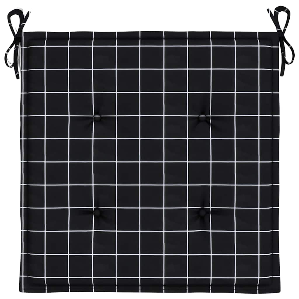 Jastuci za vrtne stolice 2 kom crni karirani 40x40x4 cm tkanina