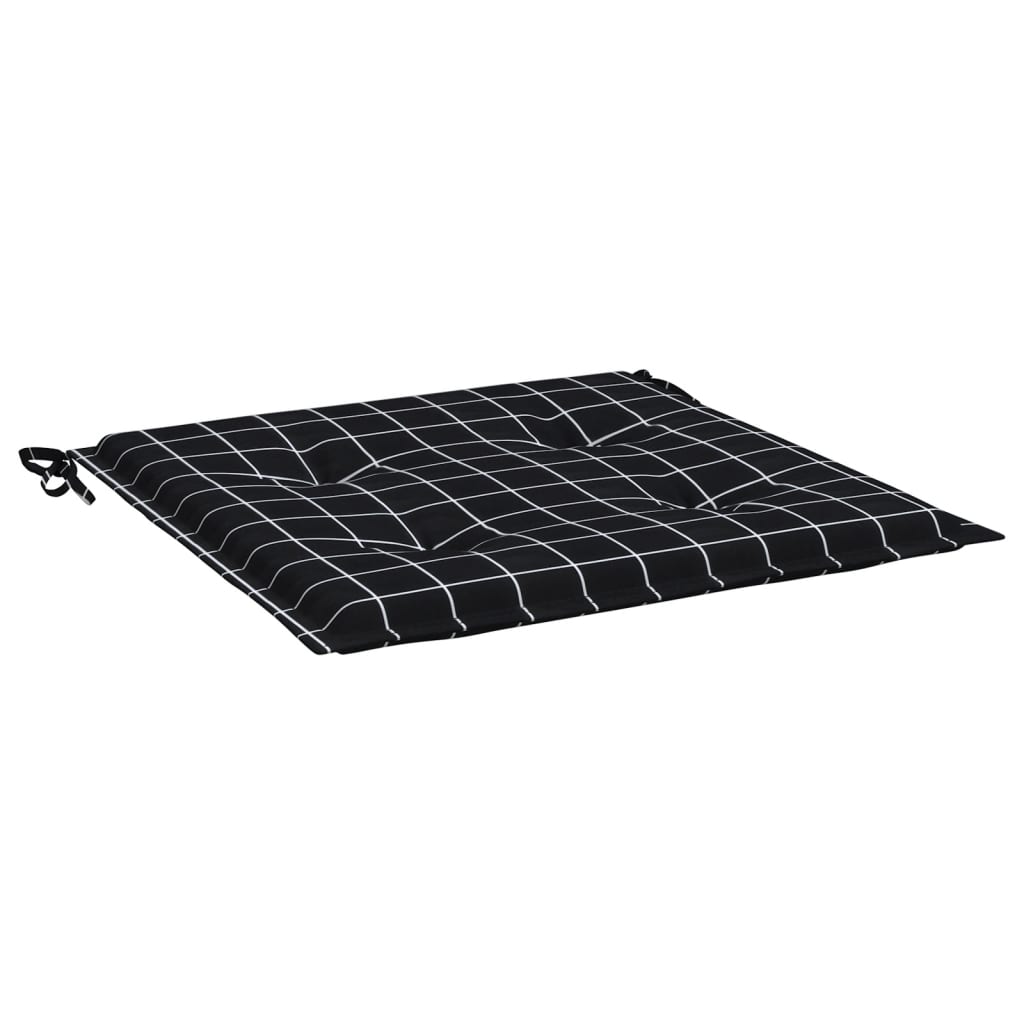 Jastuci za vrtne stolice 2 kom crni karirani 50x50x4 cm tkanina
