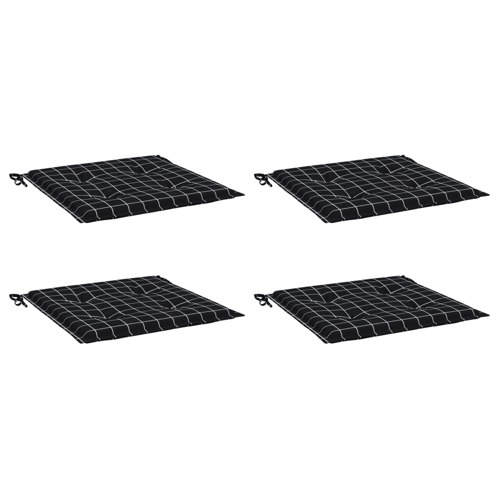 Jastuci za vrtne stolice 4 kom crni karirani 50x50x4 cm tkanina