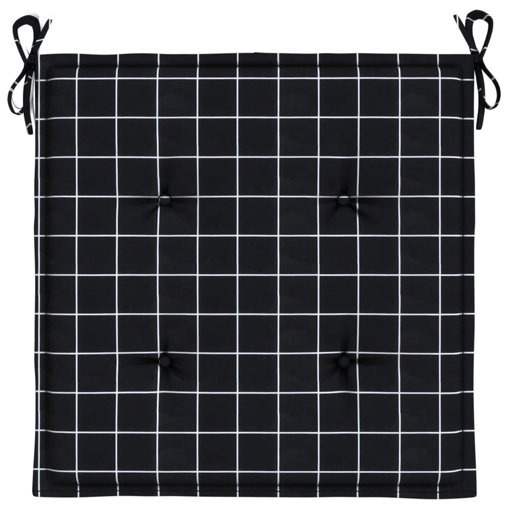 Jastuci za vrtne stolice 6 kom crni karirani 50x50x4 cm tkanina