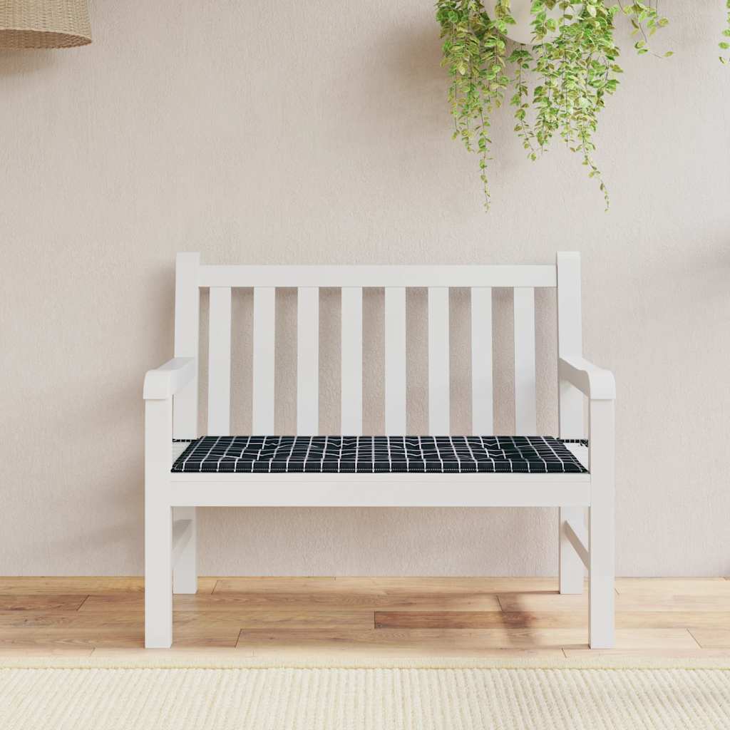 Jastuk za vrtnu klupu crni karirani 120x50x4 cm tkanina Oxford