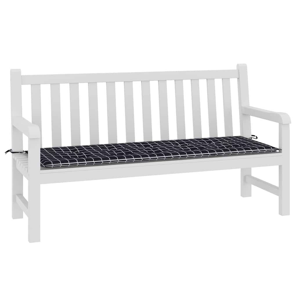 Jastuk za vrtnu klupu crni karirani 150x50x4 cm tkanina Oxford