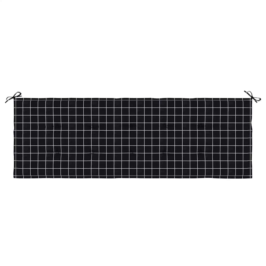 Jastuk za vrtnu klupu crni karirani 150x50x4 cm tkanina Oxford