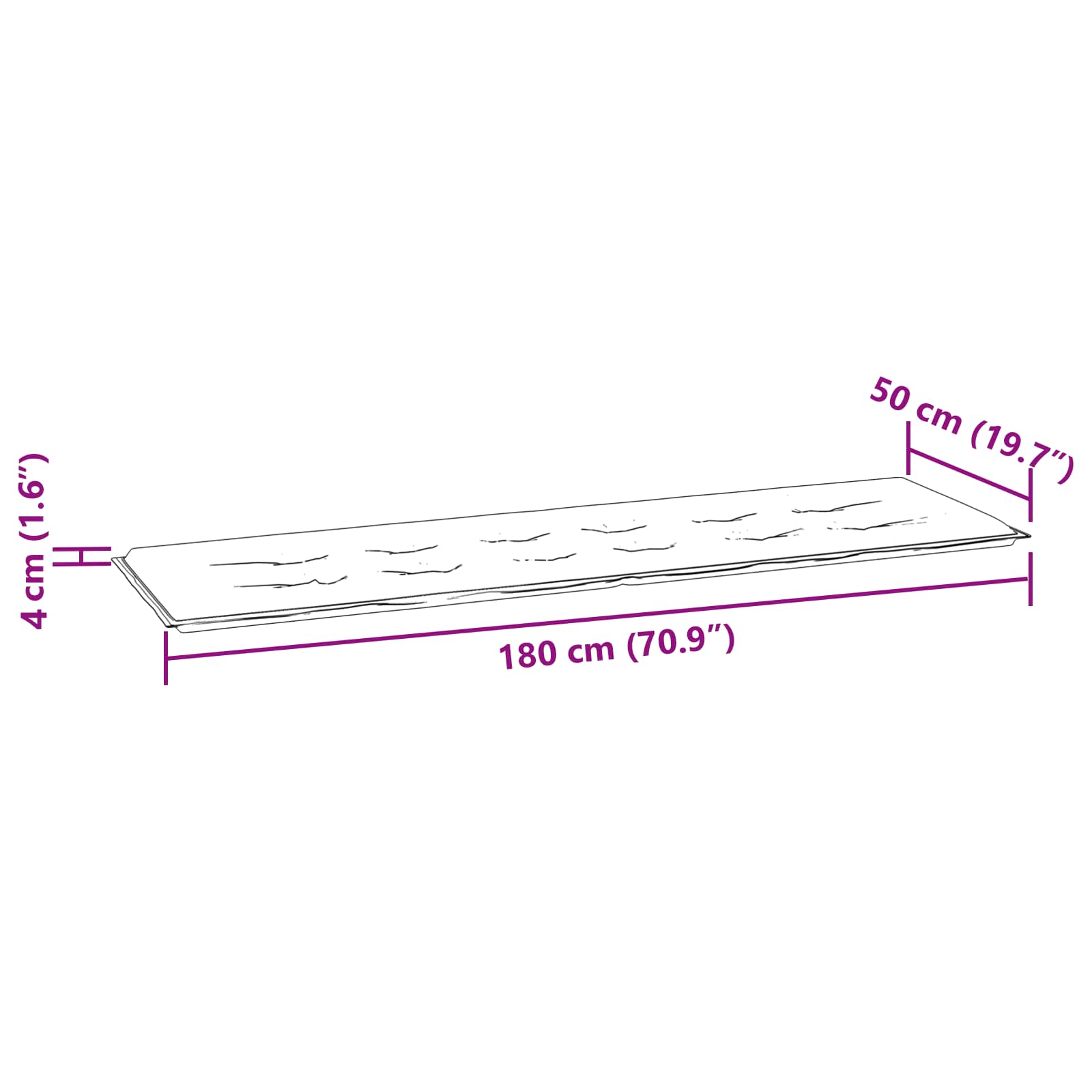 Jastučić za klupu Crna Karirana 150 x 50 x 3 cm Oxford tkanina