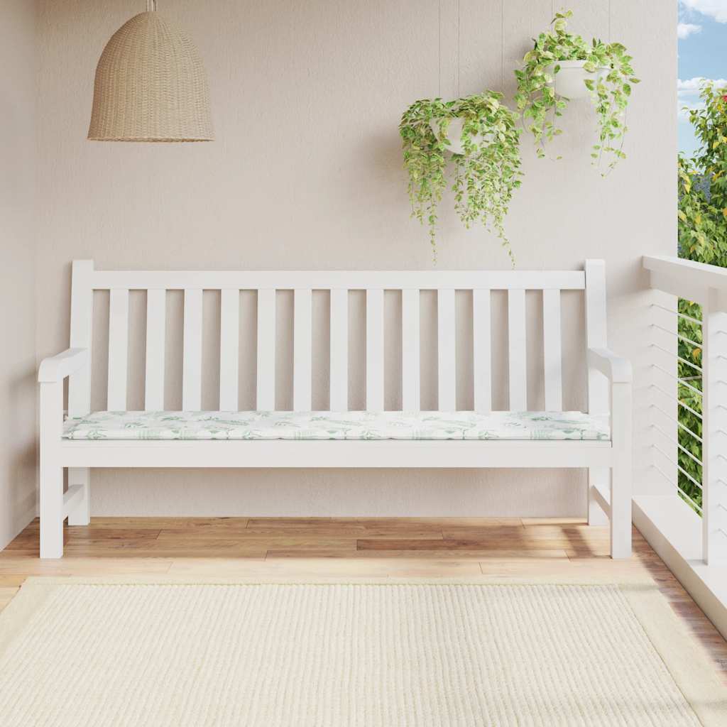 Jastuk za vrtnu klupu s uzorkom lišća 200x50x4 cm od tkanine