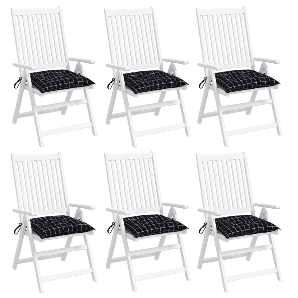 Jastuci za stolice 6 kom crni karirani 50x50x7 cm od tkanine