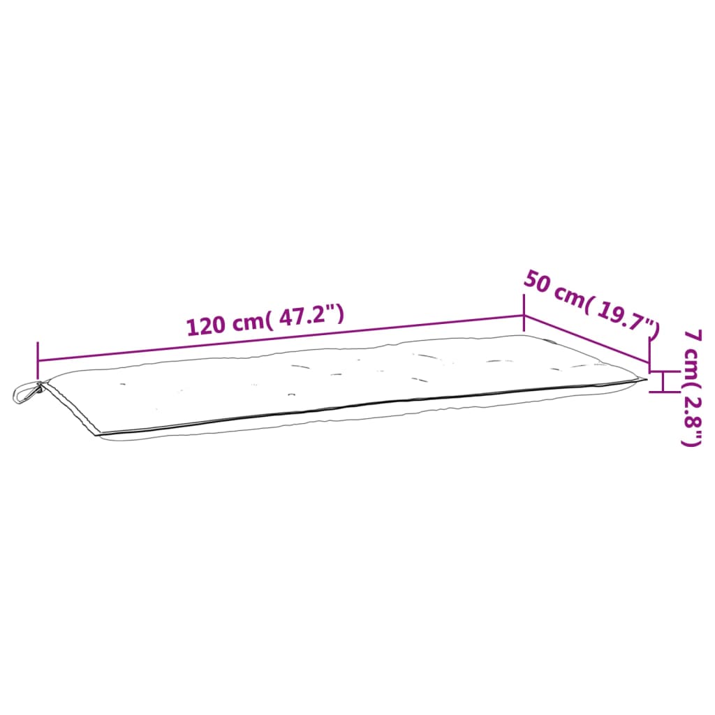 Jastuk za vrtnu klupu sivi 120 x 50 x 7 cm od tkanine Oxford