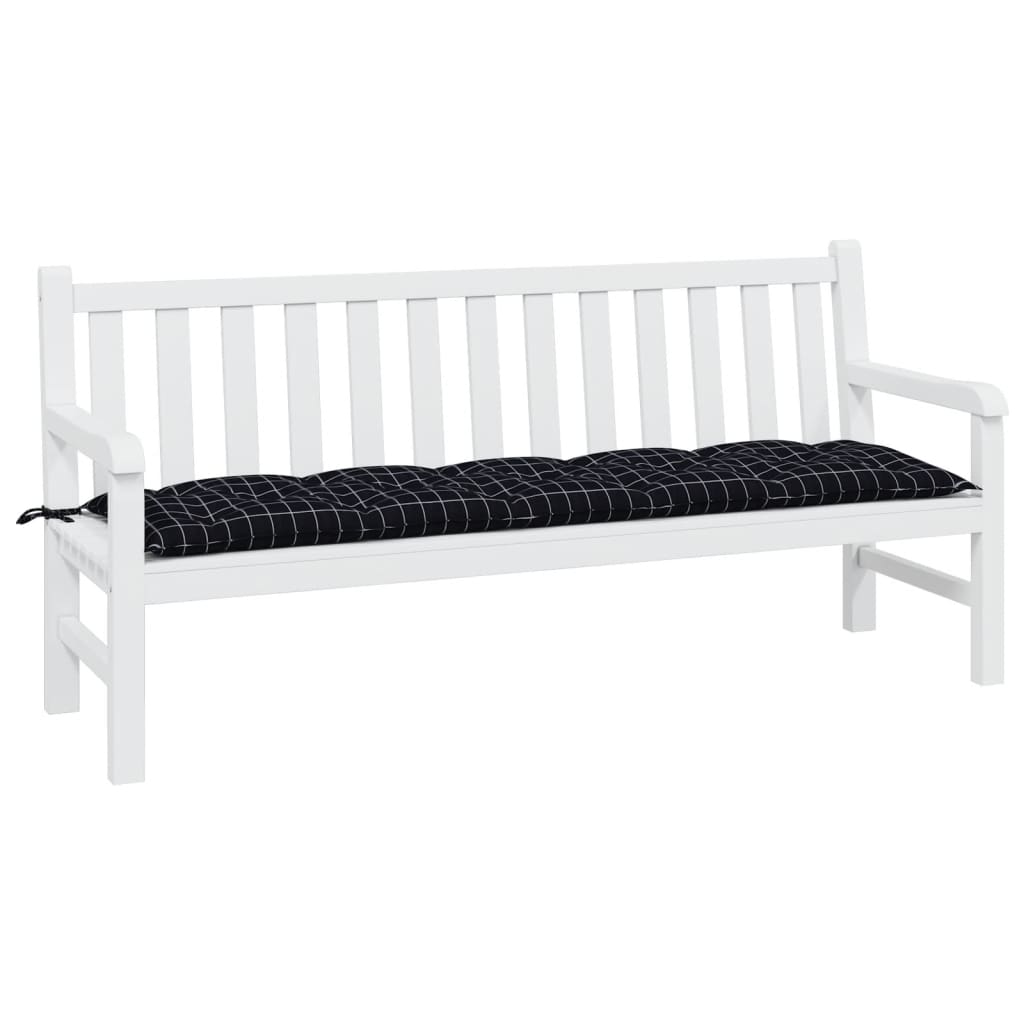 Jastuk za vrtnu klupu crni karirani 180x50x7 cm tkanina Oxford