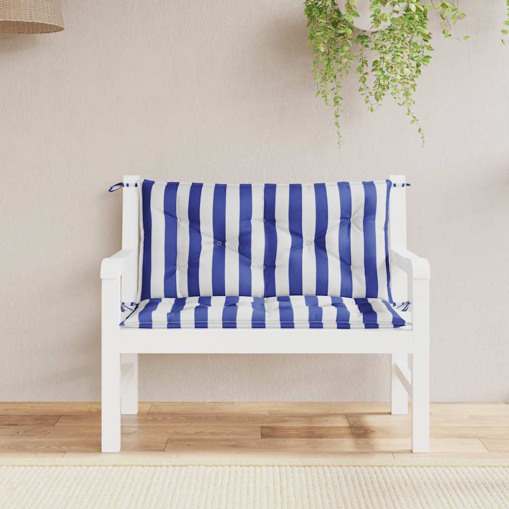 Jastuci za vrtnu klupu 2 kom plavo-bijeli prugasti 100x50x7 cm