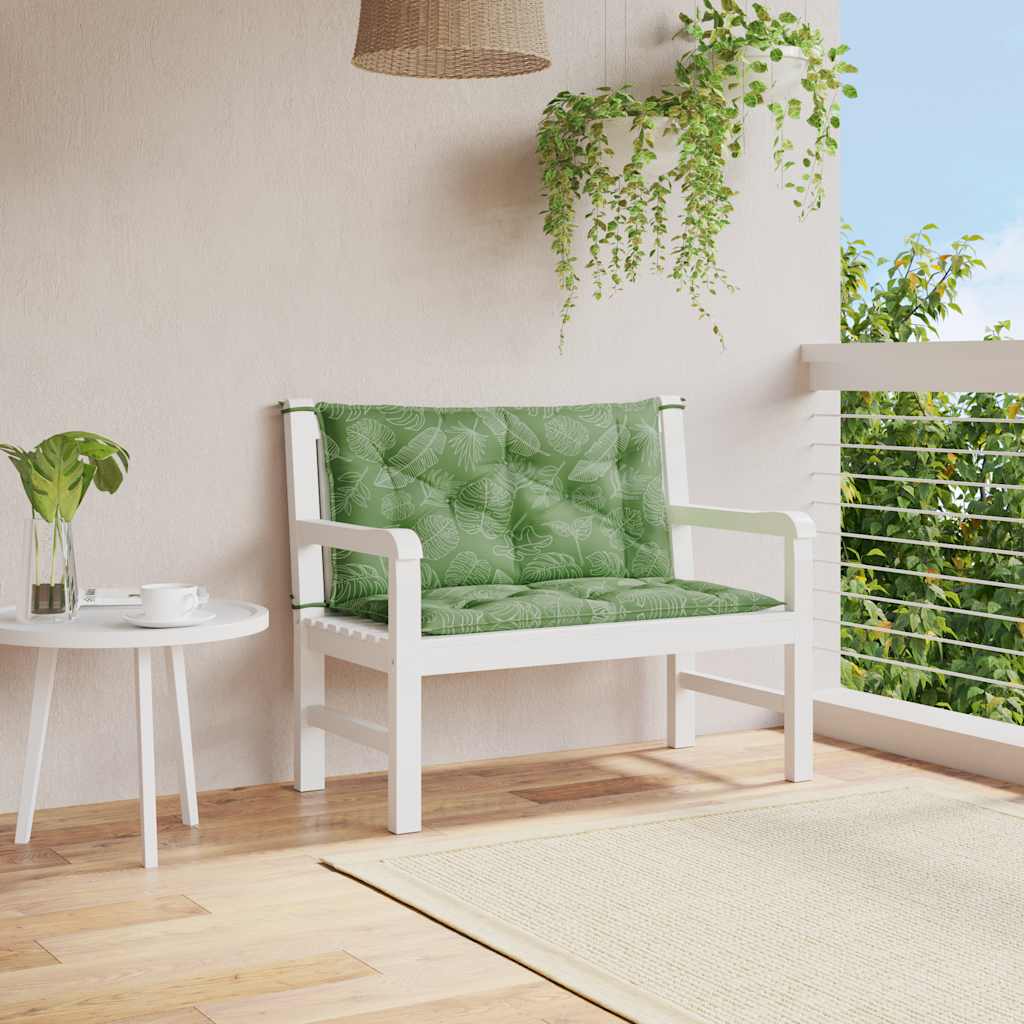 Jastuci za vrtnu klupu 2 kom s uzorkom lišća 100x50x7cm tkanina