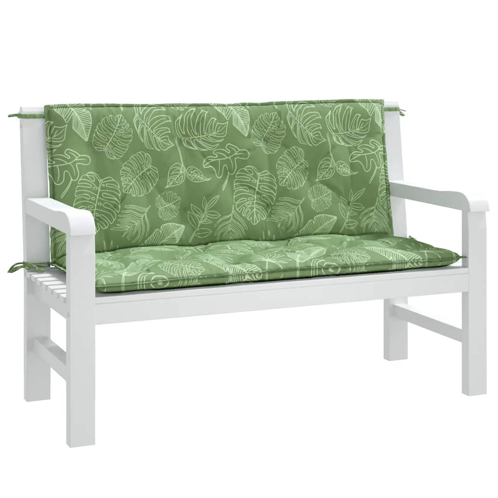 Jastuci za vrtnu klupu 2 kom s uzorkom lišća 120x50x7cm tkanina
