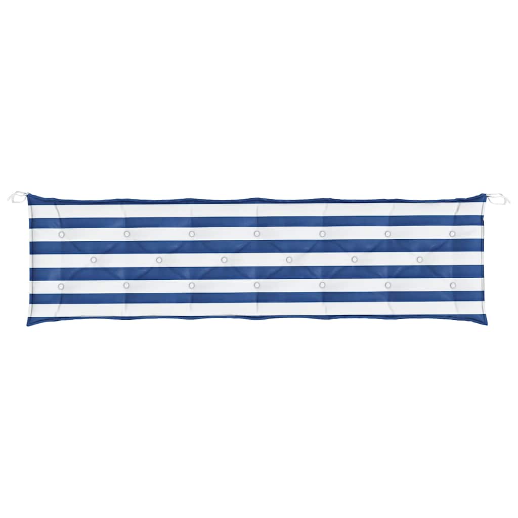 Jastuci za vrtnu klupu 2 kom plavo-bijeli prugasti 200x50x7 cm