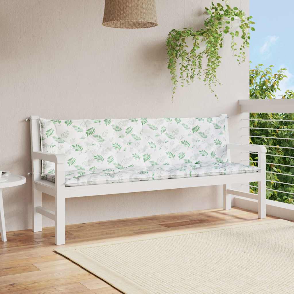 Jastuci za vrtnu klupu 2 kom s uzorkom lišća 200x50x7cm tkanina