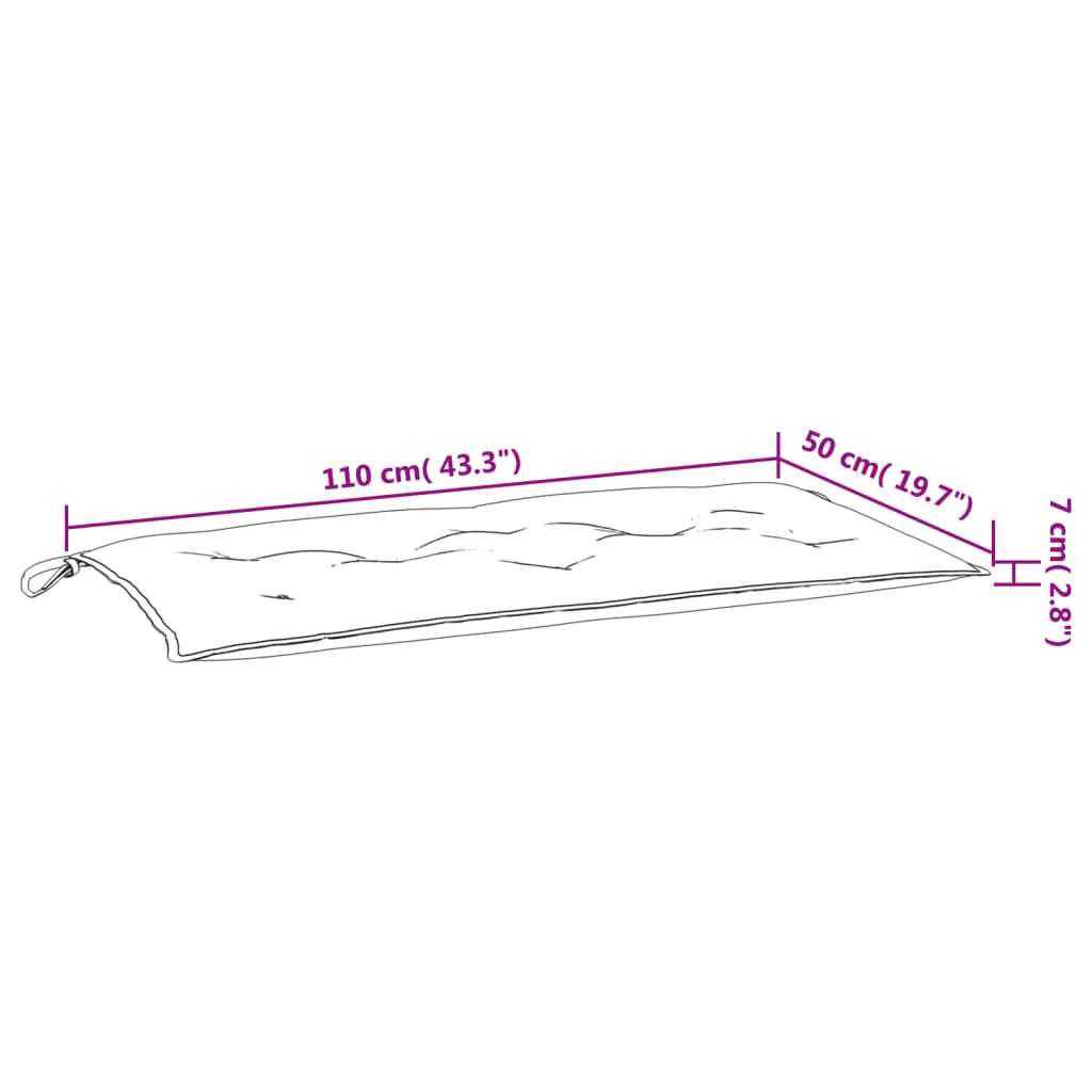 Jastuk za vrtnu klupu s uzorkom lišća 110x50x7 cm od tkanine