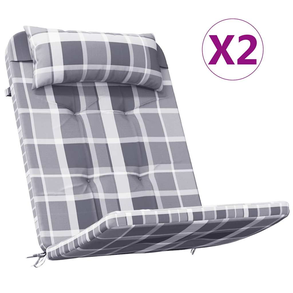 Jastuci za stolicu Adirondack 2 kom sivi karirani od tkanine