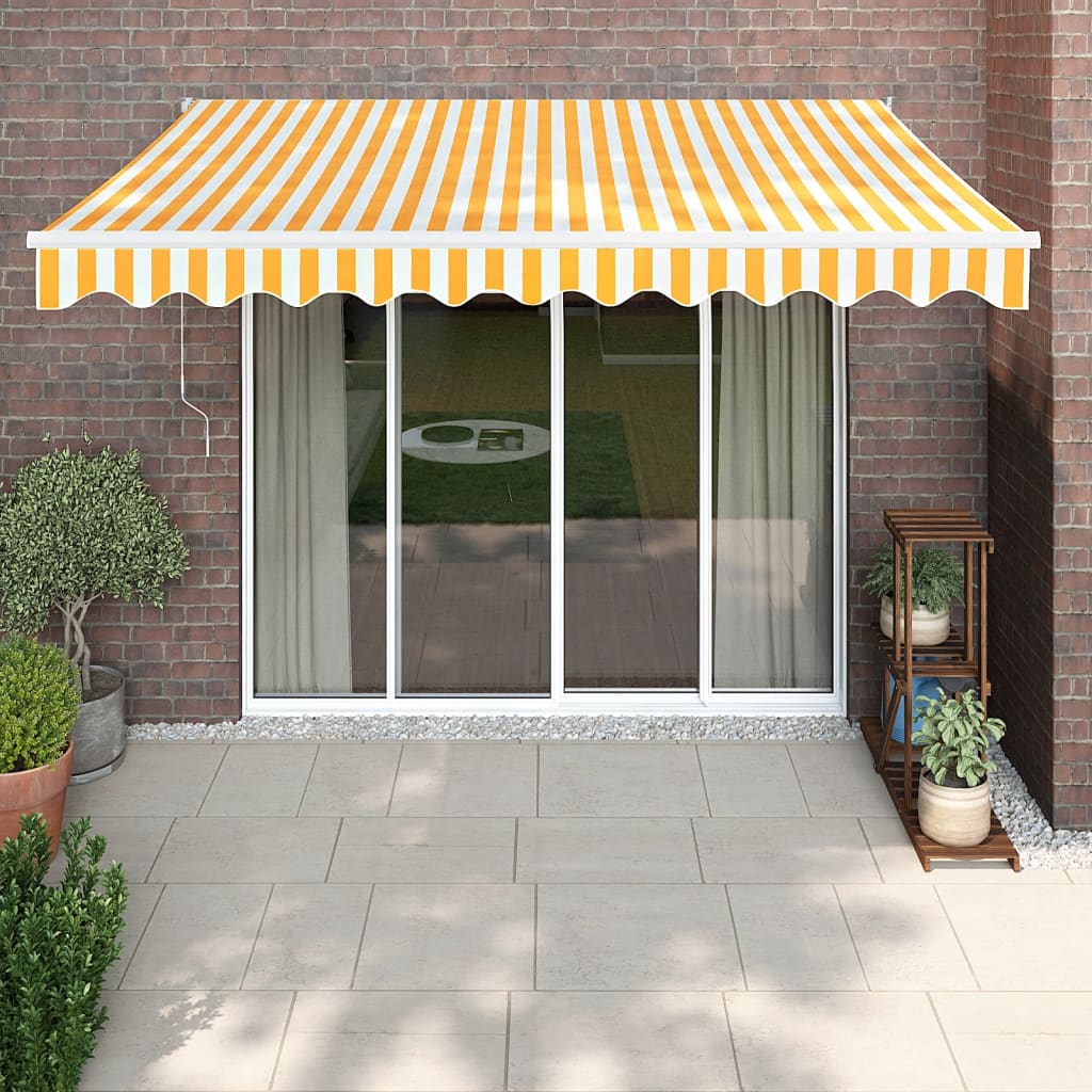 Tenda na uvlačenje žuto-bijela 3,5 x 2,5 m tkanina i aluminij