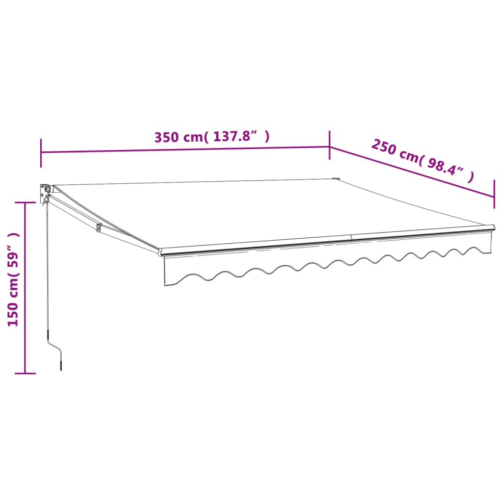 Tenda na uvlačenje žuto-bijela 3,5 x 2,5 m tkanina i aluminij