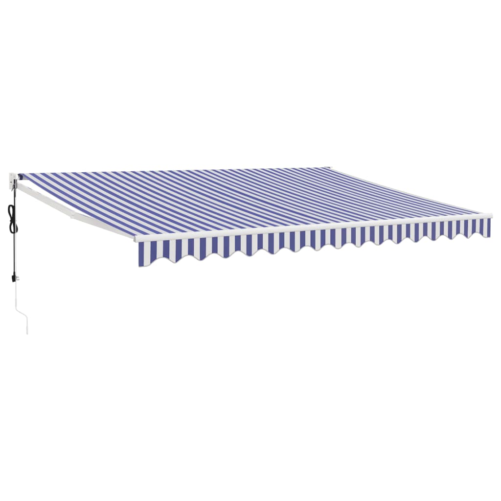 Automatska tenda na uvlačenje plavo-bijela 4,5 x 3 m