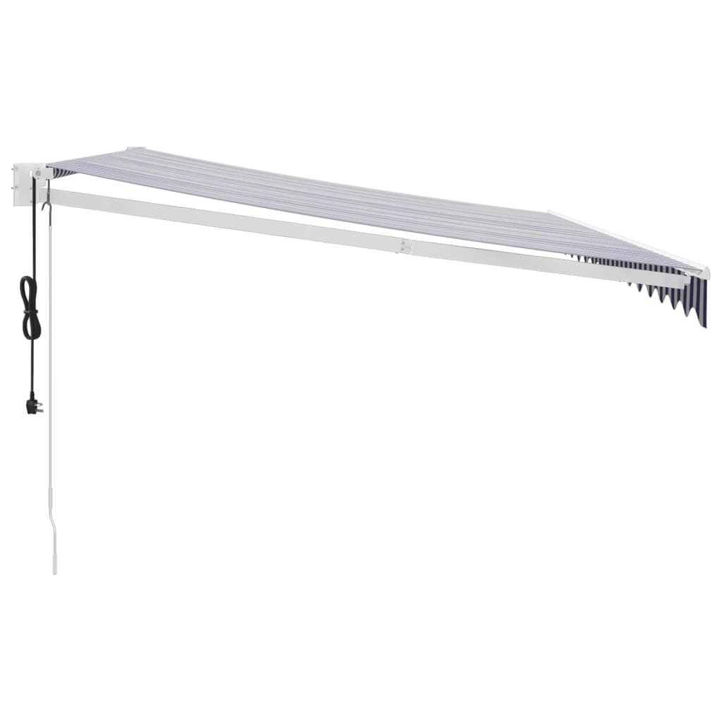 Automatska tenda na uvlačenje plavo-bijela 4,5 x 3 m